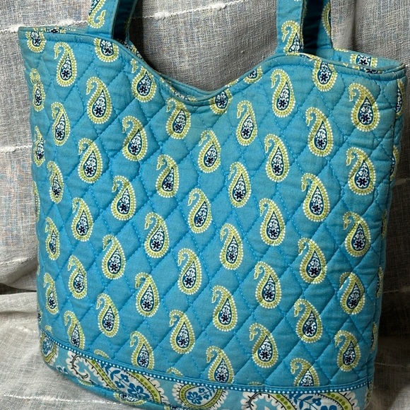 Vintage Vera Bradley Bermuda Blue Original Button Snap Tote Bag Designer 2005 - Picture 2 of 16